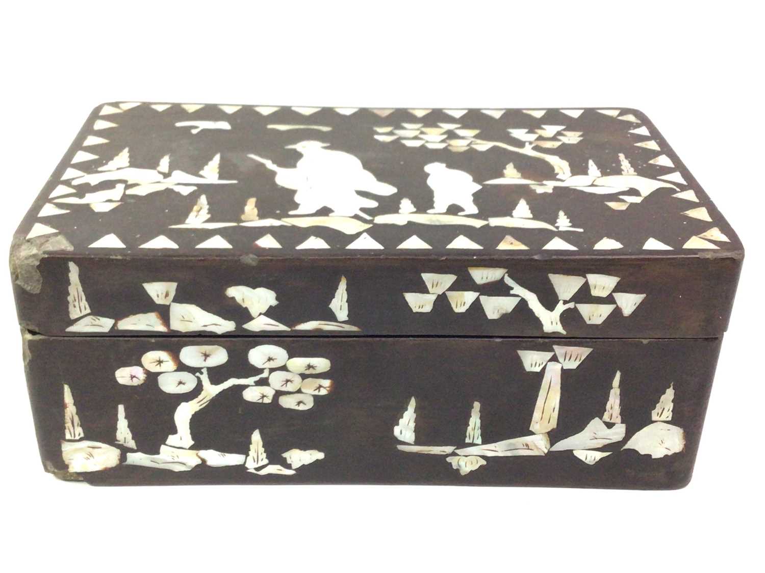 Lot 37 - CHINESE MOTHER OF PEARL INLAID CASKET