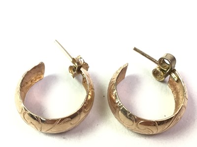 Lot 158 - THREE PAIRS OF NINE CARAT GOLD EARRINGS