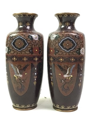 Lot 203 - PAIR OF JAPANESE CLOISONNE VASES