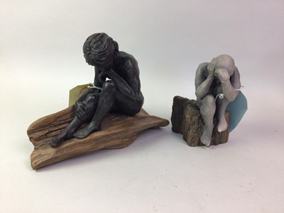 Lot 210 - ANNE MORRISON DA, CERAMIC AND DRIFTWOOD FIGURE