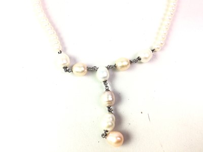 Lot 456 - THREE PEARL NECKLACES