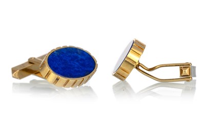 Lot 420 - PAIR OF LAPIS LAZULI CUFFLINKS