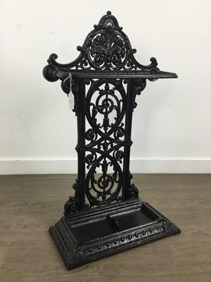 Lot 333 - BLACK PAINTED CAST IRON STICK STAND