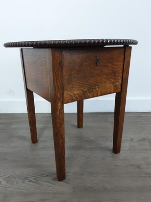 Lot 321 - OAK CIRCULAR SEWING TABLE