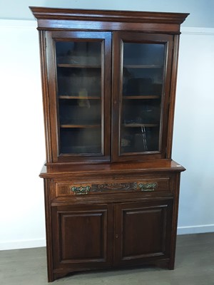 Lot 1404 - VICTORIAN OAK BOOKCASE ON SECRETAIRE