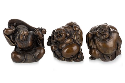 Lot 1222 - GROUP OF THREE CHINESE BRONZE FIGURES