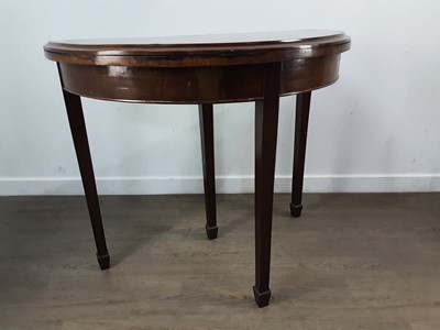 Lot 1412 - MAHOGANY DEMI LUNE TEA TABLE