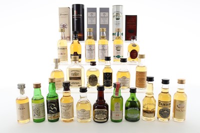 Lot 116 - 23 SINGLE MALT MINIATURES INCLUDING SPRINGBANK 12 YEAR OLD 80° PROOF