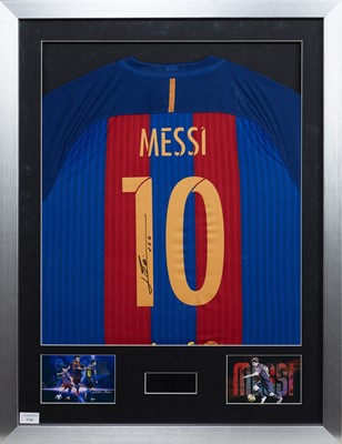 Lot 1741 - LIONEL MESSI OF F.C. BARCELONA, SIGNED SHIRT