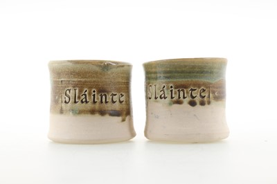 Lot 72 - 2 HAND THROWN POTTERY WHISKY TUMBLERS