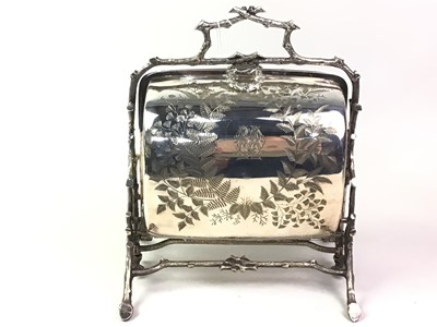 Lot 433 - VICTORIAN SILVER PLATED BISCUIT BOX