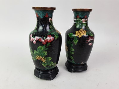 Lot 423 - PAIR CHINESE CLOISONNÉ VASES