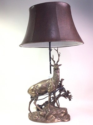 Lot 601 - CAST METAL STAG TABLE LAMP