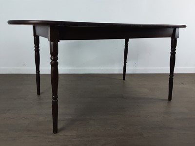 Lot 435 - STAINED WOOD DINING TABLE AND SIX CHAIRS