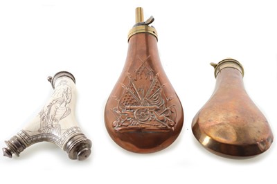 Lot 29 - THREE POWDER FLASKS