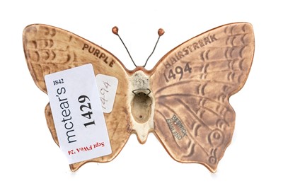 Lot 1429 - BESWICK PURPLE HAIR STREAK BUTTERFLY FIGURE