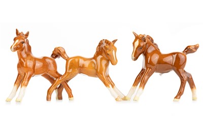 Lot 1465 - BESWICK, GROUP  OF THREE FOAL FIGURES