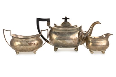 Lot 841 - GEORGE V SILVER THREE PIECE TEA SERVICE