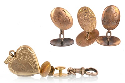 Lot 440 - PAIR OF NINE CARAT GOLD OVAL CUFF LINKS