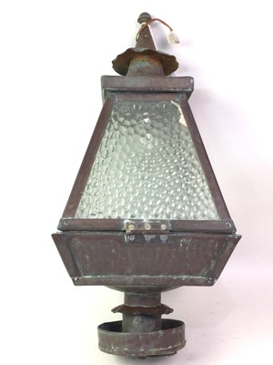 Lot 707 - ARTS AND CRAFTS COPPER CEILING LANTERN