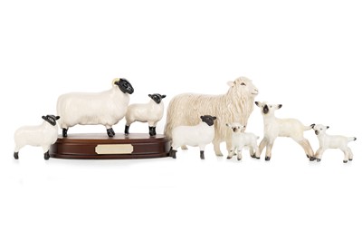 Lot 1477 - BESWICK, GROUP OF EIGHT SHEEP AND LAMB FIGURES