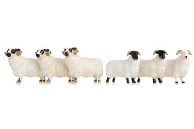 Lot 1478 - BESWICK, SIX SHEEP AND RAM FIGURES