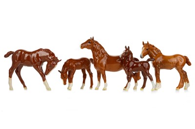 Lot 1481 - BESWICK, FIVE HORSE FIGURES