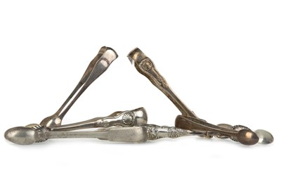 Lot 858 - PAIR OF VICTORIAN SILVER KINGS PATTERN SUGAR TONGS