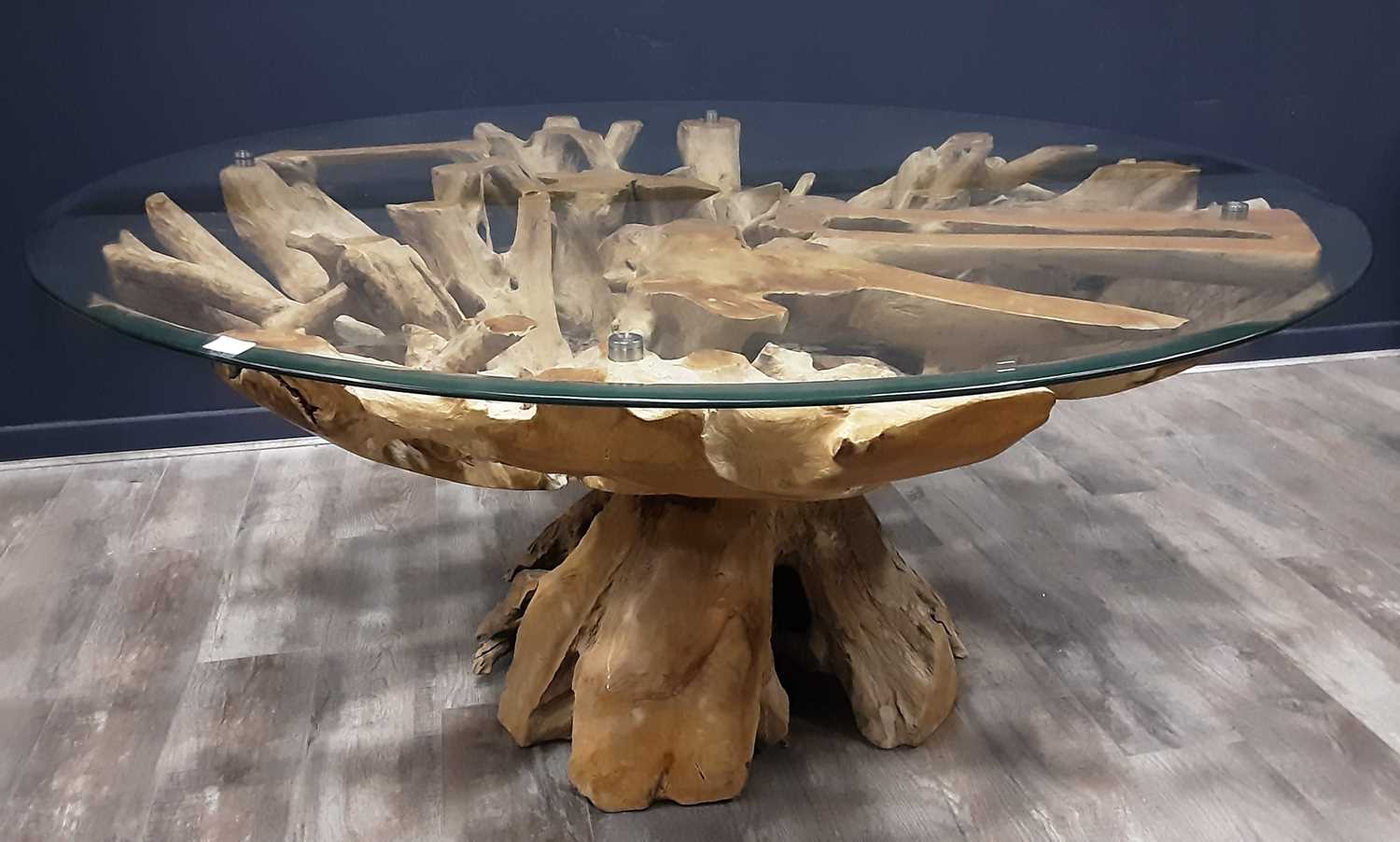 Lot 1490 - CONTEMPORARY GLASS TOPPED CIRCULAR DINING TABLE