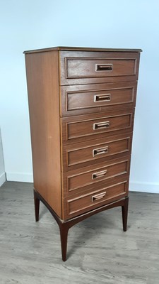 Lot 714 - TEAK EFFECT SIX DRAWER CHEST