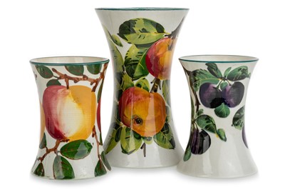 Lot 1578 - WEMYSS, THREE BEAKER VASES