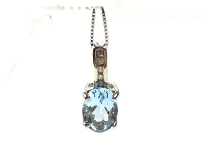 Lot 16 - TWO AQUAMARINE AND DIAMOND PENDANTS