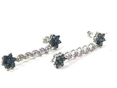 Lot 28 - THREE PAIRS OF TREATED BLUE DIAMOND EARRINGS