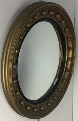 Lot 43 - REGENCY STYLE GILTWOOD CONVEX WALL MIRROR