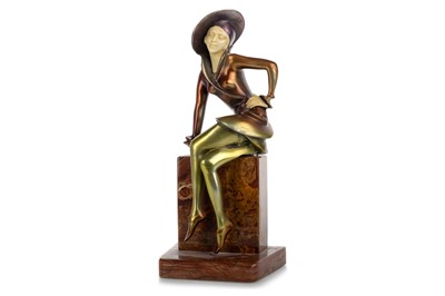 Lot 488 - ART DECO BRONZE FIGURE OF A SEATED LADY