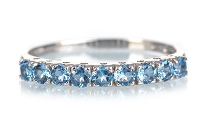 Lot 462 - AQUAMARINE HALF ETERNITY RING