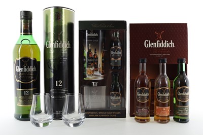 Lot 111 - GLENFIDDICH 12 YEAR OLD AND TWO GLENFIDDICH MINIATURE GIFT PACKS