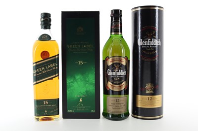 Lot 114 - GLENFIDDICH 12 YEAR OLD AND JOHNNIE WALKER 15 YEAR OLD GREEN LABEL