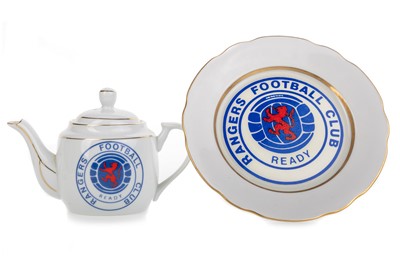 Lot 1774 - RANGERS F.C., VINTAGE TEAPOT AND TEA PLATE