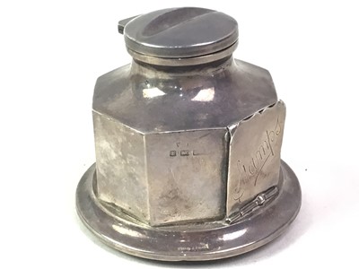 Lot 56 - GEORGE V SILVER INKWELL