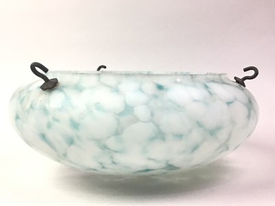 Lot 58 - ART DECO BLUE MOTTLED GLASS PLAFONNIERE