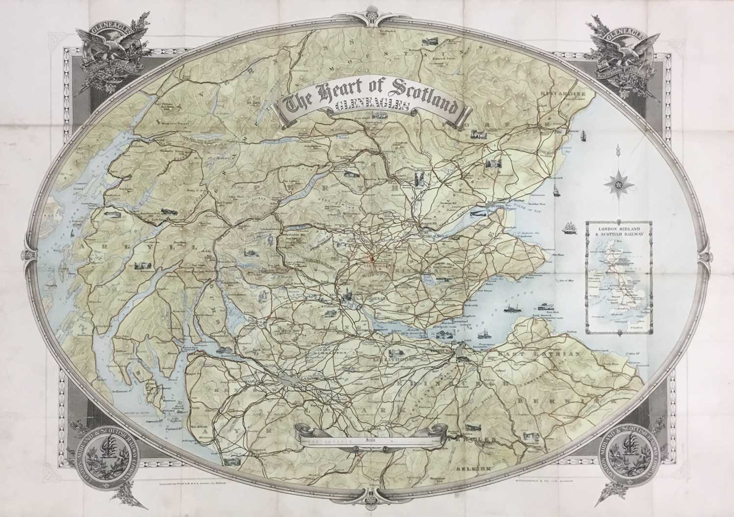 Lot 1591 - 'THE GLENEAGLES MAP' OF THE HEART OF SCOTLAND