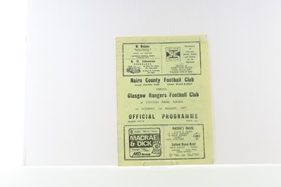 Lot 1806 - NAIRN COUNTY F.C. VS. RANGERS F.C., PROGRAMME