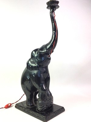 Lot 85 - EBONISED ELEPHANT FORM TABLE LAMP