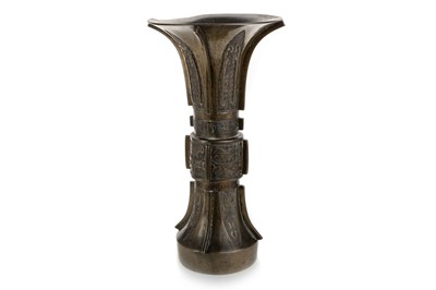 Lot 1248 - CHINESE BRONZE ARCHAISTIC 'GU' VASE