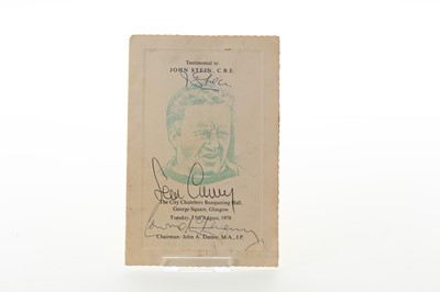 Lot 1866 - JOCK STEIN OF CELTIC F.C., AUTOGRAPHED TESTIMONIAL DINNER PROGRAMME