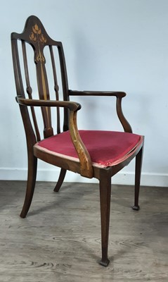 Lot 140 - EDWARDIAN INLAID MAHOGANY ELBOW CHAIR