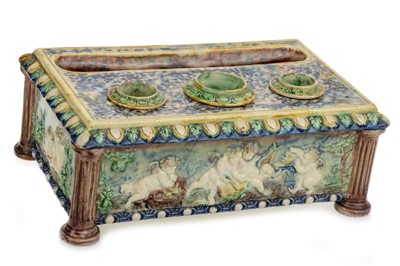 Lot 1289 - MAJOLICA DESK STAND