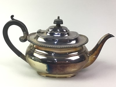 Lot 222 - SILVER PLATED THREE PIECE TEA SERVICE