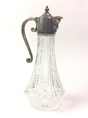 Lot 214 - CLARET JUG WITH SILVER PLATED MOUNTS